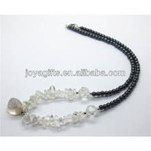 Natural crystal chip with crystal tumbled stone pendant necklace